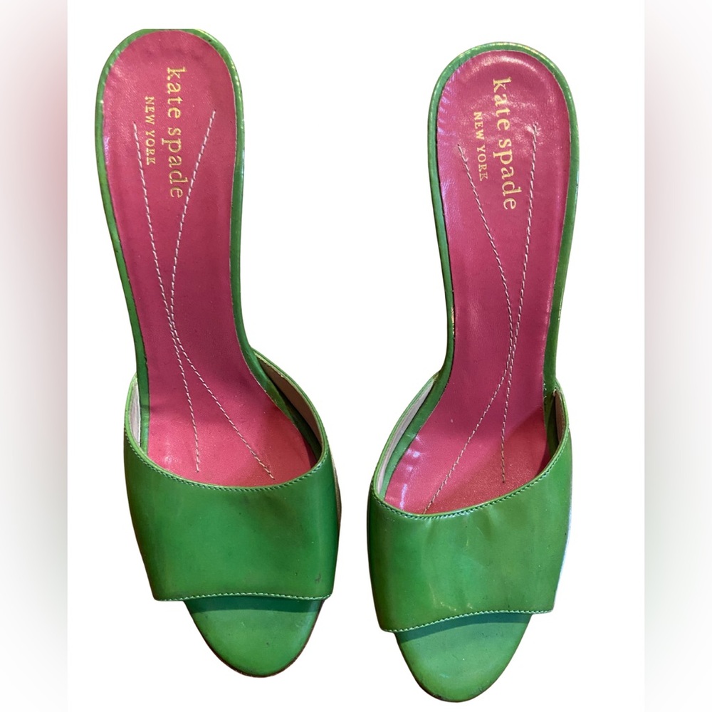 Kate Spade Green and Pink Slide Sandals